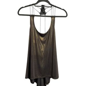 Guess Tiesto metallic shimmer sexy chain tank top size XS bronze club wear